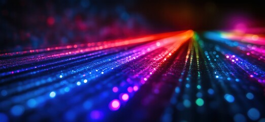 Poster - Vibrant abstract light trails in rainbow colors creating a mesmerizing visual effect