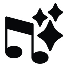 Poster - Shiny stars and music note solid icon, merry christmas concept. Vector graphics. Jingle melody sign on white background, style mobile or design.