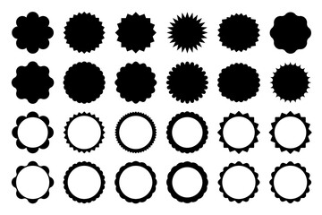 Poster - A series of vector frame labels. Shape design elements of special offers in retro colors, frame icons, black notes.