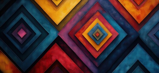 Poster - Colorful geometric diamond patterns in vibrant hues for modern design inspiration