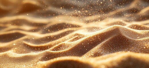 Poster - Golden Sand Dunes with Sparkling Particles in Soft Light
