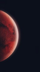 Wall Mural - Vertical Video Panning Across Void of Space to Red Planet Mars with Bright Thin Atmosphere and Details of Surface including Craters and Mountains. Add to Science Social Media Videos.