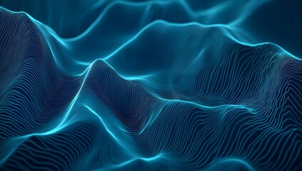 Fototapete - Abstract blue background with blurred lines and wavy shapes, creating an elegant design for your presentation or website. The cool color of the turquoise creates a sense of calmness and serenity. 