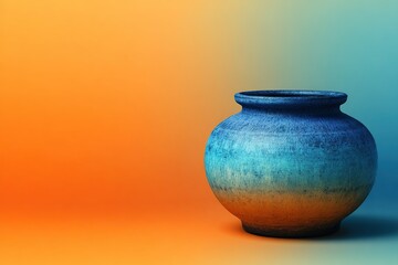 Aufkleber - Colorful ceramic pot displayed against a vibrant gradient background with shades of blue and orange