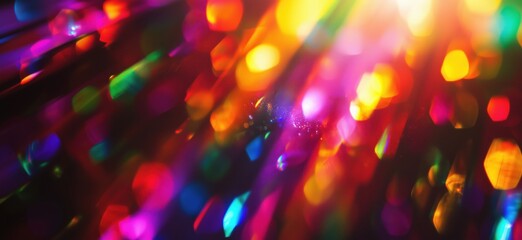 Poster - Colorful abstract light patterns creating vibrant bokeh effects in rainbow hues