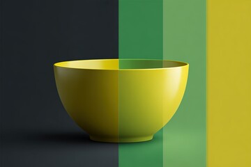 Poster - Bright yellow bowl on a contrasting background showcasing modern design and artistic color alignment
