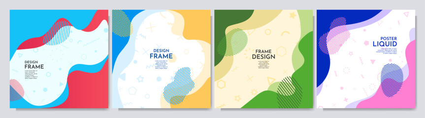 Poster - Vector illustration. Flat style banner template. Fluid shapes and lines. Design elements for social media, web banner template, blog post. Trendy abstract colorful wallpaper. Wavy flowing concept 