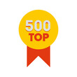 © Veronika - Top 500 award badge design in bright yellow and red colors for achievement recognition