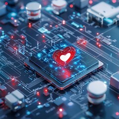 Aufkleber - A computer chip with a heart on it