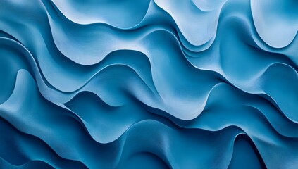 Poster - Abstract blue background with smooth waves and soft lines, creating an elegant and modern wallpaper design.