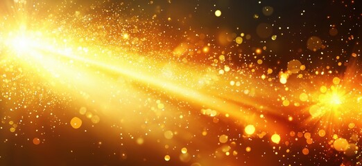 Poster - Golden light burst with sparkling particles creating a magical atmosphere