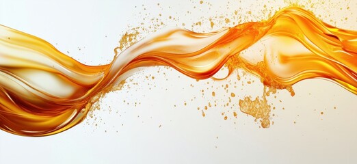 Poster - Fluid orange wave with splashes representing energy and motion in design