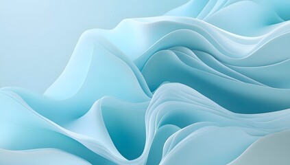 Poster - Abstract blue background with smooth waves and soft lines, creating an elegant and modern wallpaper design.