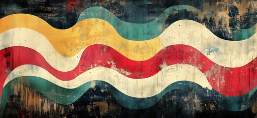 Poster - Colorful abstract wave patterns on textured background for modern design