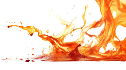 Poster - Dynamic splash of vibrant orange liquid against a black background, showcasing energy and movement.
