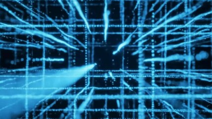 abstract blue background with binary code and network connection for global digital technology