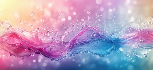 Poster - Colorful water splash with vibrant pink and blue hues creating a dynamic visual effect