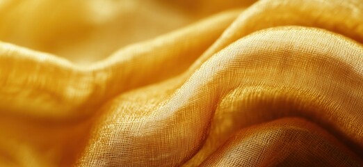 Poster - Golden silk fabric texture with soft waves and elegant draping