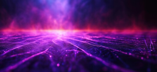 Poster - Vibrant purple abstract landscape with glowing lines and ethereal atmosphere