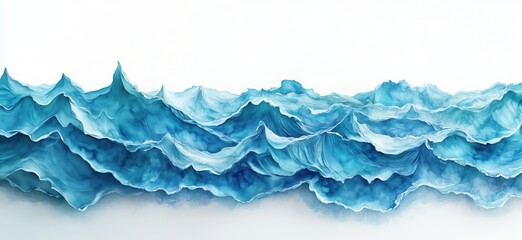 Poster - Stunning abstract ocean waves in shades of blue with intricate textures and layers