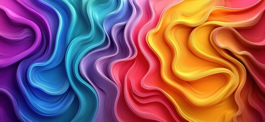 Poster - Colorful abstract waves in vibrant hues of purple, blue, red, orange, and yellow