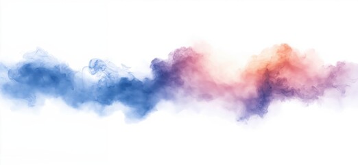  - Colorful abstract smoke wave in blue, pink, and orange hues on white background