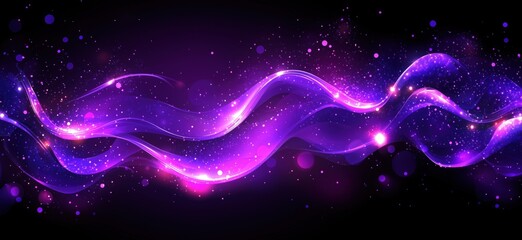 Poster - Abstract purple wave background with glowing particles and light effects