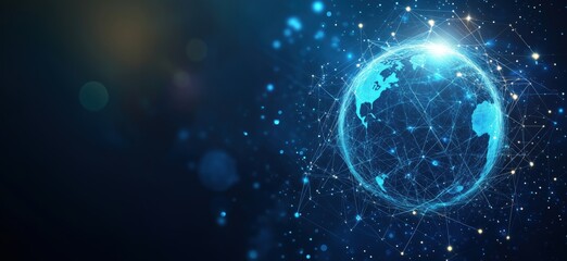 Poster - Digital globe with network connections and glowing elements representing global connectivity