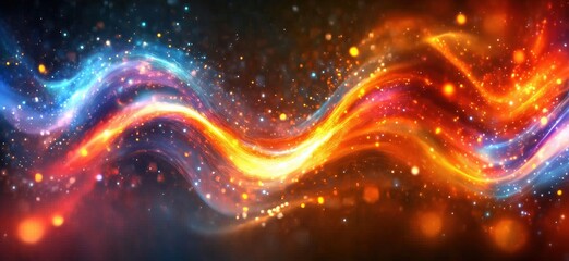 Poster - Colorful abstract wave background with glowing lights and sparkles for design