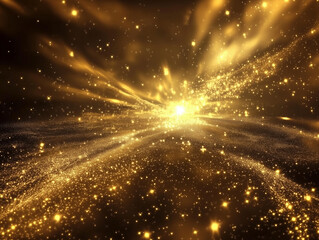 Poster - Golden light shining with sparkling glitter and dust effect on Transparent Background