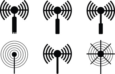 Poster - Illustration of six antenna icons in a grid pattern on a white background showing signal transmission