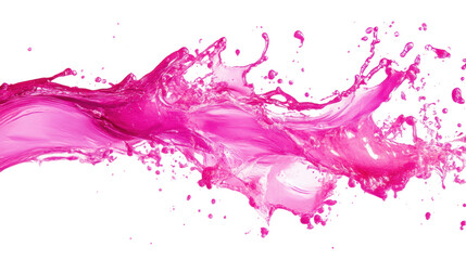Poster - Vibrant pink liquid splash on a black background, creating an eye-catching and dynamic visual effect.