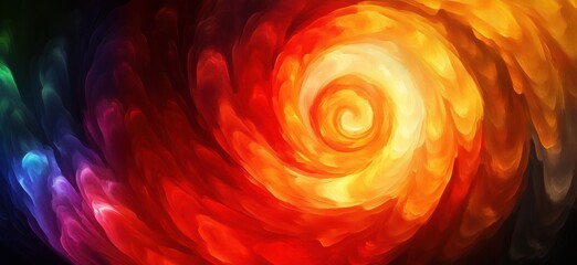 Poster - Vibrant swirling abstract art in fiery colors of red, orange, and yellow