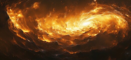 Poster - Stunning cosmic swirl of fiery orange and golden hues in deep space