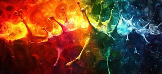 Poster - Colorful abstract splash design with vibrant hues and fluid shapes