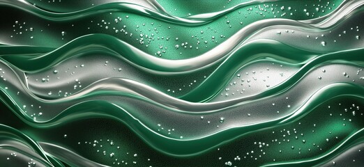  - Abstract green waves with bubbles and glossy texture for modern design backgrounds