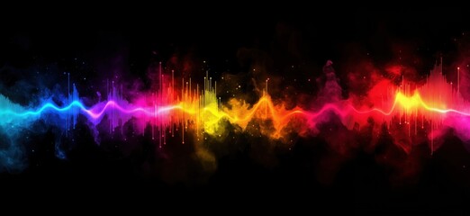 Poster - Colorful sound wave visualization with vibrant hues and dynamic patterns