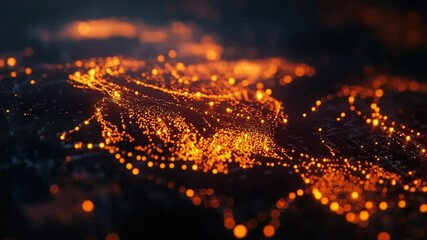 Abstract Technology Visualization: Glowing Connections and Data Flow Animation