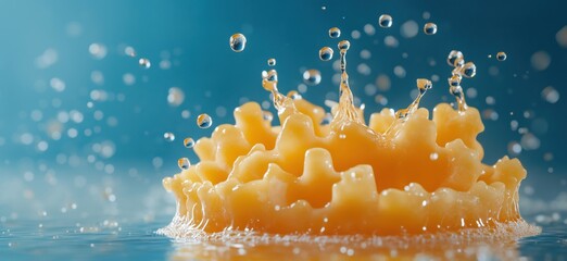 Poster - Vibrant orange splash with droplets creating a stunning water crown effect