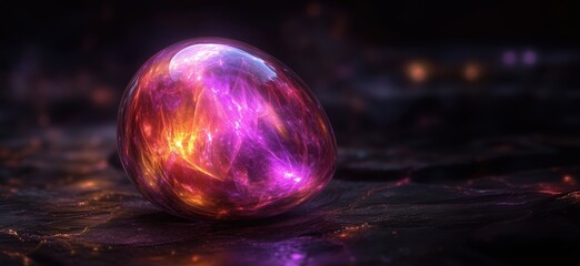 Poster - Glowing Cosmic Egg with Vibrant Colors and Ethereal Light Effects