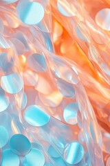 Poster - Shiny Fabric with Circular Patterns. Futuristic Aesthetic with Soft, Warm Light. Fashion Material Texture.