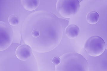 Fototapete - Glossy violet orbs background with gentle hues and airy composition in pastel gradient for modern abstract art design. 3D rendering. Tender abstract pattern.