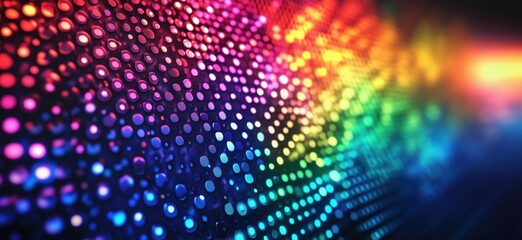 Poster - Colorful abstract background with vibrant rainbow dots and light effects
