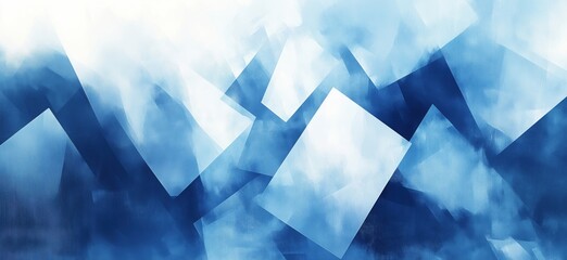 Poster - Abstract blue geometric shapes with soft gradients and textures for modern design