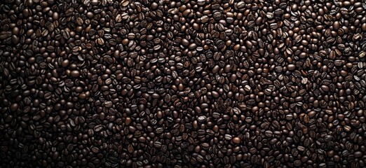 Poster - dark roasted coffee beans background for beverage and culinary use