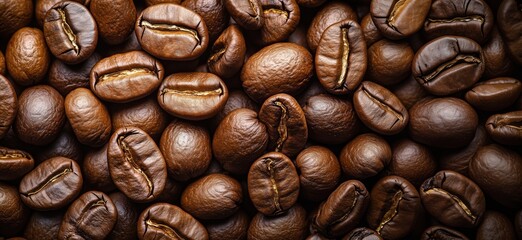 Poster - Coffee beans close-up showcasing rich textures and colors for beverage enthusiasts