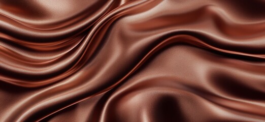 Poster - smooth brown satin fabric texture with elegant waves and folds
