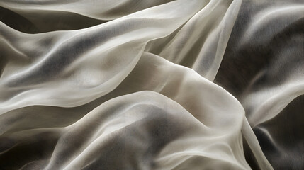 Poster - Close-up of a soft, flowing, off-white fabric with smooth, silky texture.