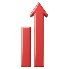 Poster - Red Growing Arrow Symbolizing Business Growth and Success in Finance, isolated on transparent background.