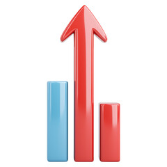 Poster - Growth Concept with Red Arrow and Blue Bar Graph Isolated on White Background, isolated on transparent background.
